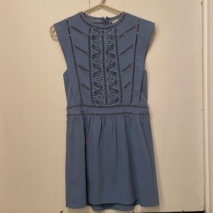 Dusty blue lace mini dress